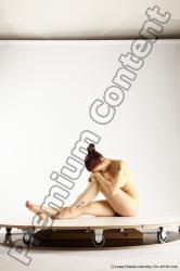 Nude Woman White Sitting poses - ALL Slim long colored Sitting poses - simple Multi angle poses Pinup